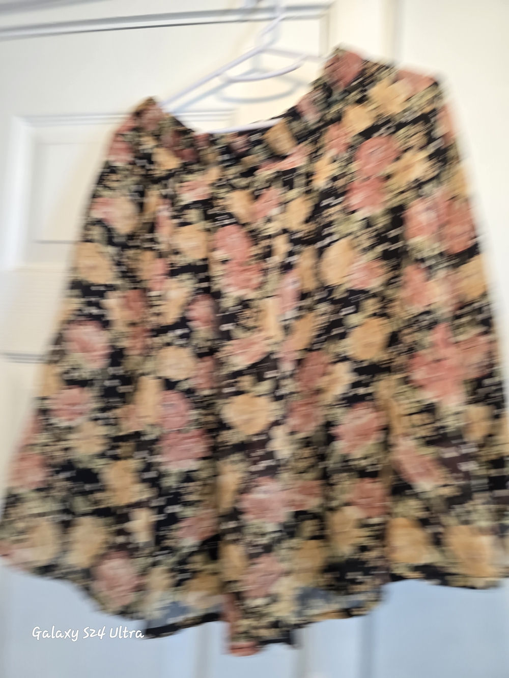 Floral A-Line Skirt in Black with Pink and Cream Roses